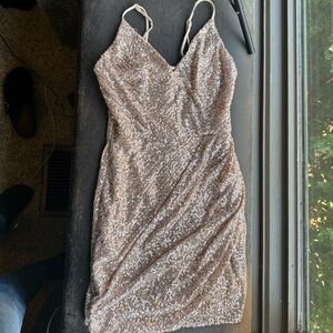 Elegant Sequin Mini Dress in Champagne